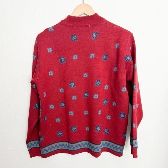 Vintage Camela Wool Blend Sweater Cottage Grandma Flower Burgundy Wine Red Med - Picture 3 of 5